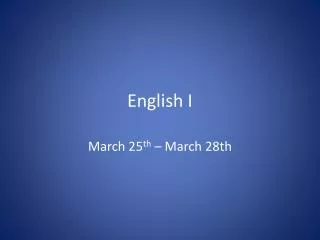 English I