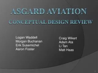 Asgard Aviation Conceptual Design Review