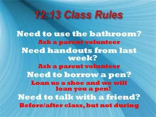 12:13 Class Rules