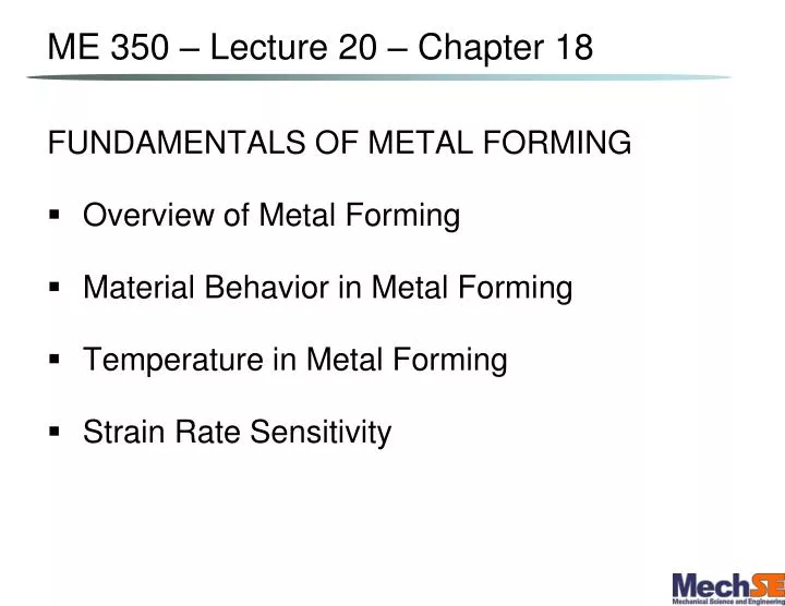 me 350 lecture 20 chapter 18