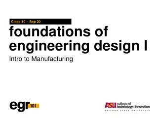 foundations of engineering design I