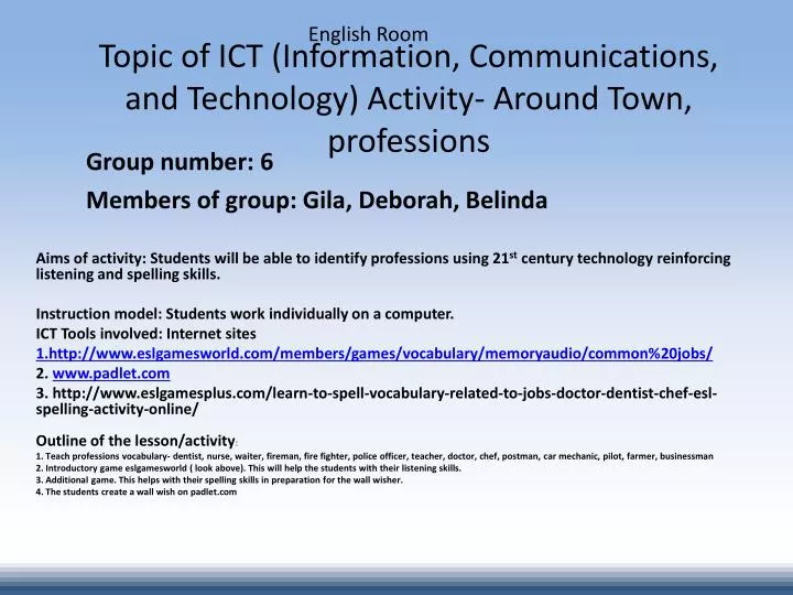 topic of ict information communications and technology activity around town professions
