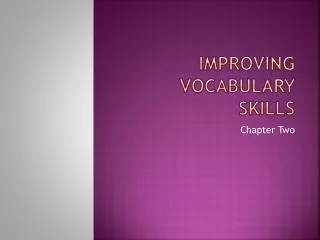 Improving Vocabulary Skills