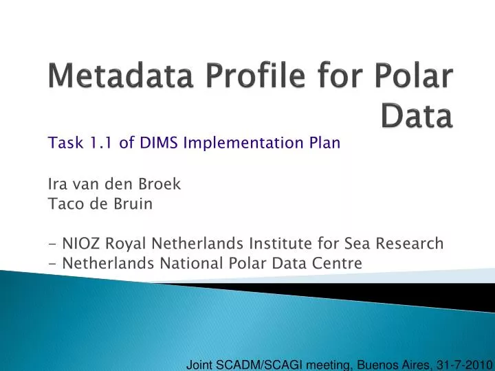 metadata profile for polar data