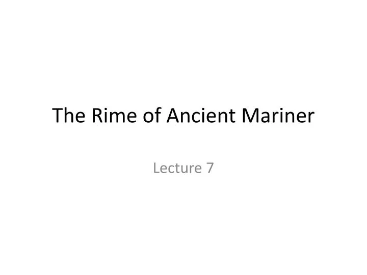 the rime of ancient mariner