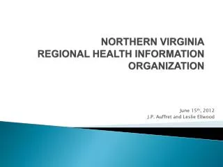 NORTHERN VIRGINIA REGIONAL HEALTH INFORMATION ORGANIZATION