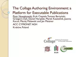 The Collage Authoring Environment: a Platform for Executable Publications