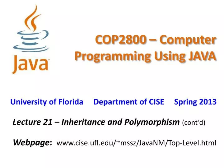 cop2800 computer programming using java