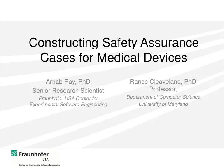 constructing safety assurance cases for medical devices