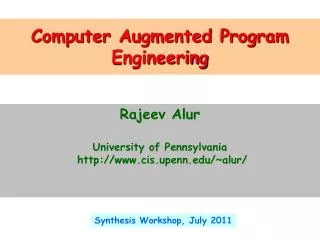 Computer Augmented Program Engineering