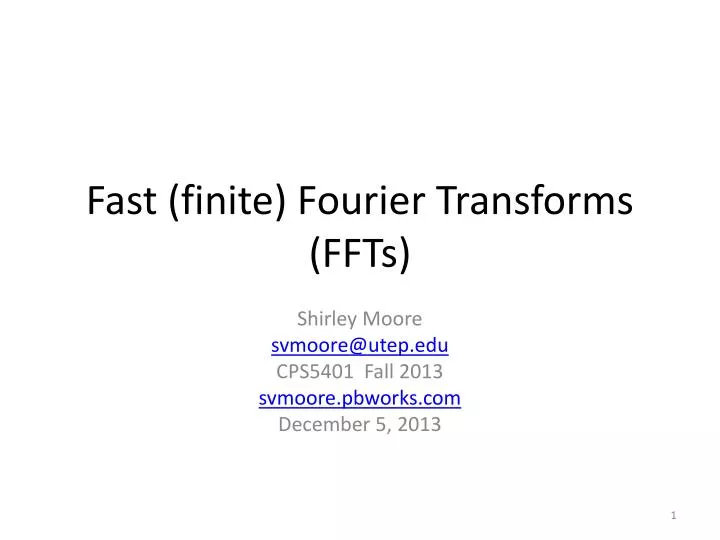 fast finite fourier transforms ffts