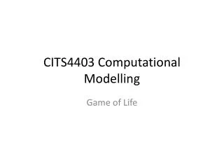 CITS4403 Computational Modelling