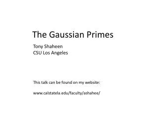 The Gaussian Primes
