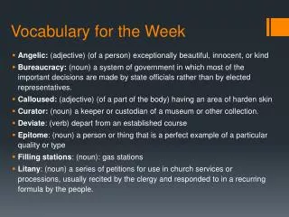 Vocabulary for the Week