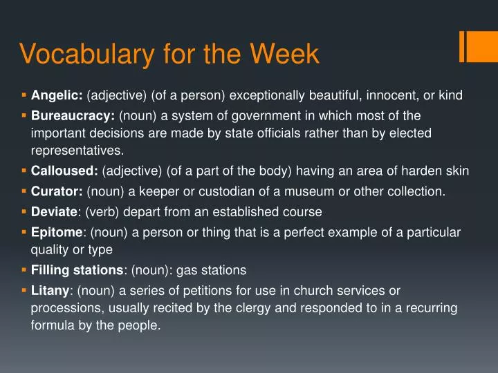 vocabulary for the week