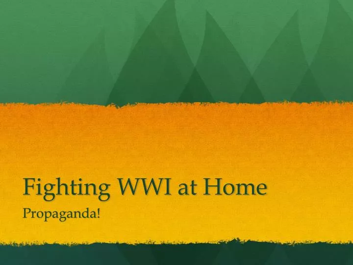 fighting wwi at home