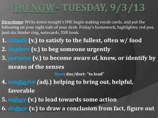 Do Now - Tuesday, 9/3/13
