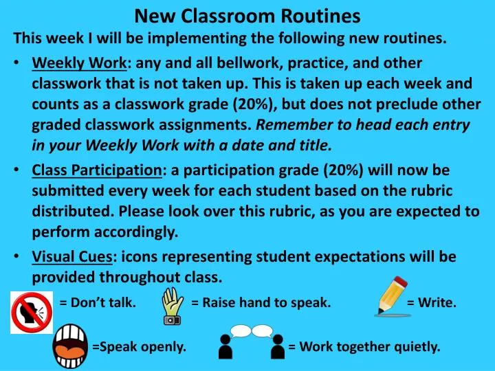 new classroom routines