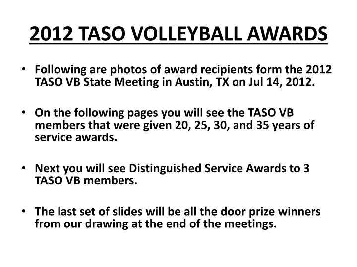 2012 taso volleyball awards