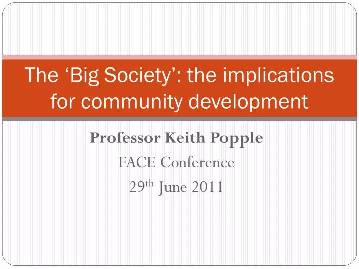 the big society the implications for community development