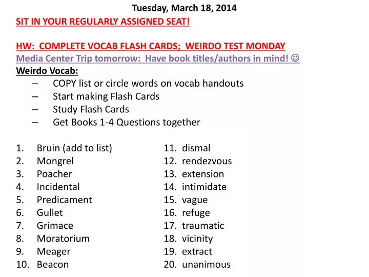 tuesday march 18 2014