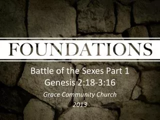 Battle of the Sexes Part 1 Genesis 2:18-3:16