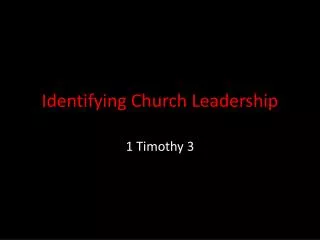 Identifying Church Leadership