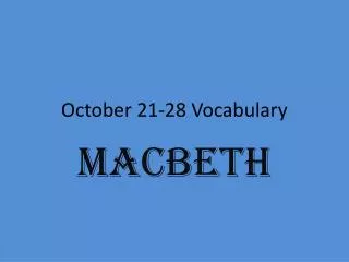 October 21-28 Vocabulary