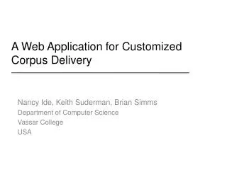 A Web Application for Customized Corpus Delivery