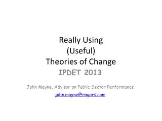Really Using (Useful) Theories of Change