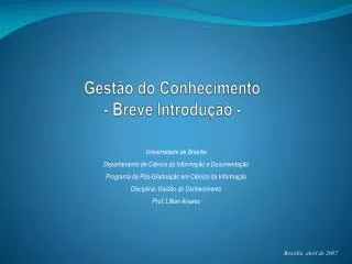 gest o do conhecimento breve introdu o