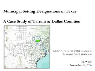 Municipal Setting Designations in Texas A Case Study of Tarrant &amp; Dallas Counties