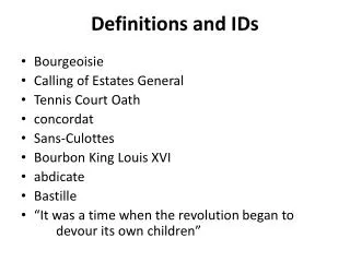 Definitions and IDs