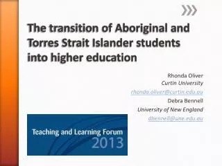 The transition of Aboriginal and Torres Strait Islander students into higher education