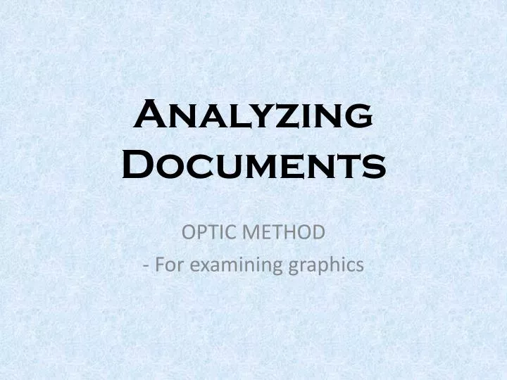 analyzing documents