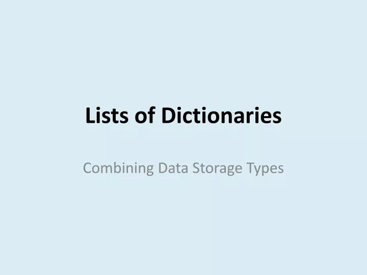 lists of dictionaries
