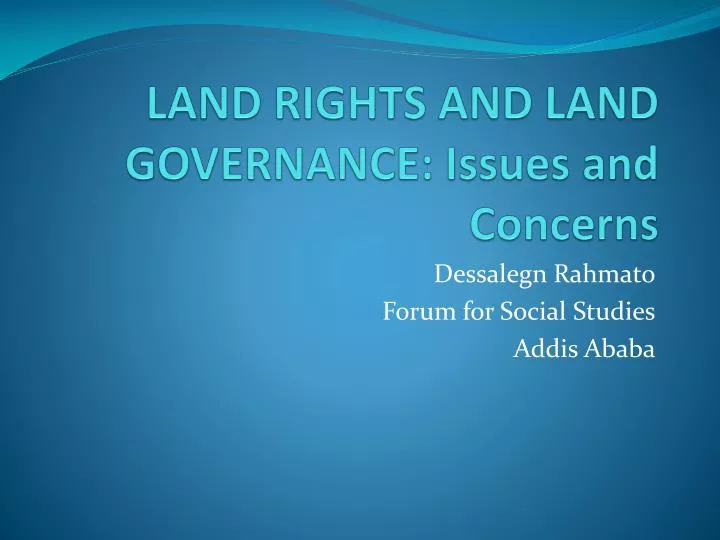 land rights and land governance issues and concerns