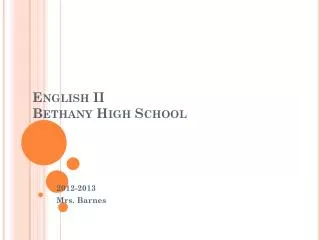 English II Bethany High School
