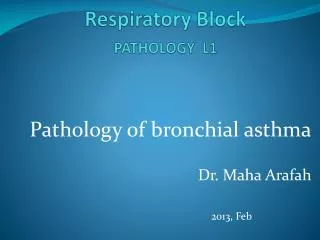 Respiratory Block PATHOLOGY L1