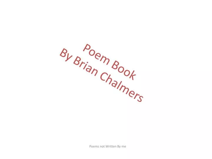 poem book by brian chalmers