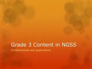 Grade 3 Content in NGSS