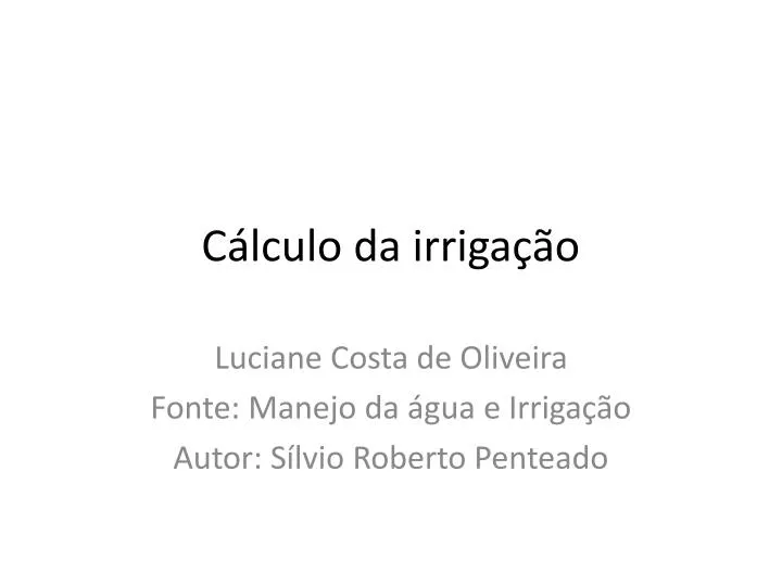 c lculo da irriga o