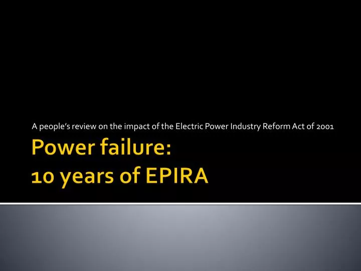 a people s review on the impact of the electric power industry reform act of 2001