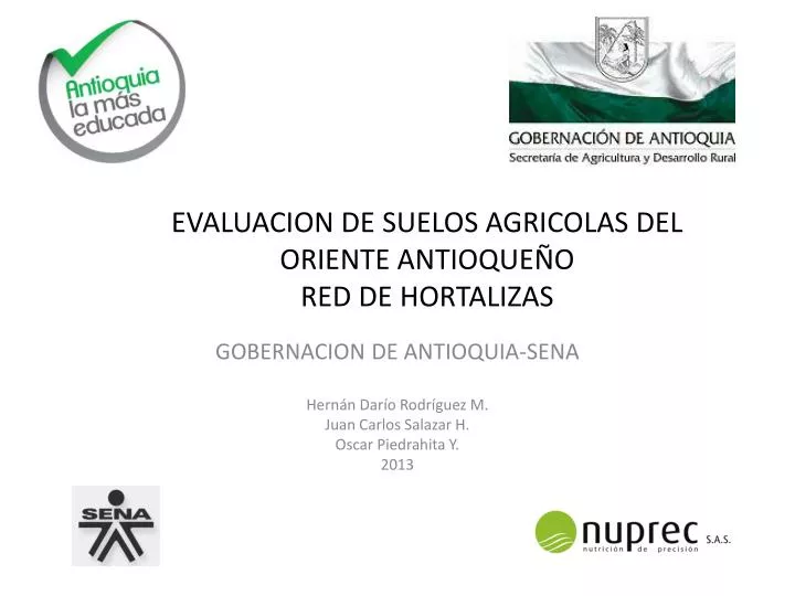 evaluacion de suelos agricolas del oriente antioque o red de hortalizas