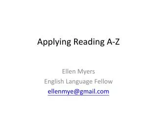 Applying Reading A-Z