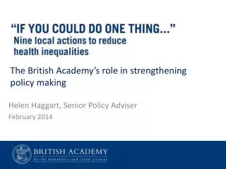 Helen Haggart, Senior Policy Adviser February 2014