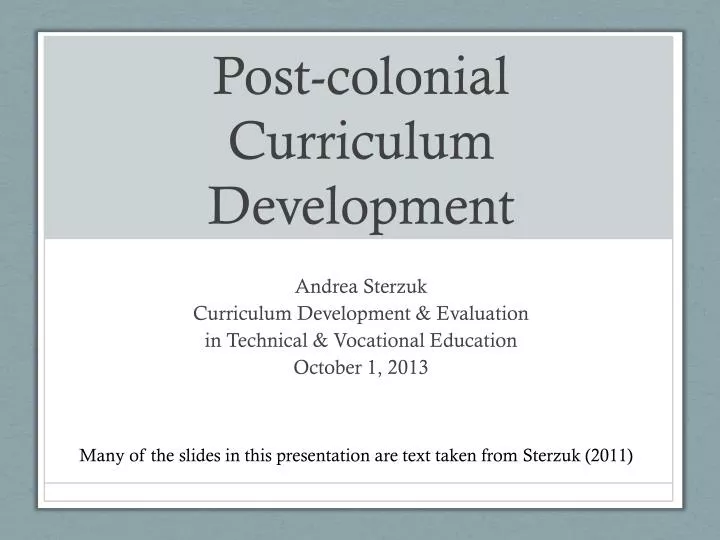 post colonial curriculum development