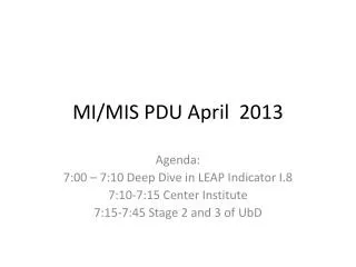 MI/MIS PDU April 2013