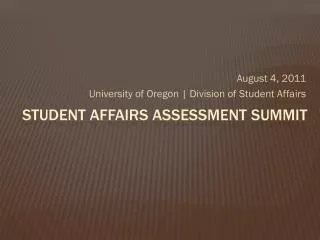 Student Affairs Assessment summit