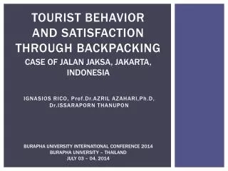 Tourist behavior and satisfaction through backpacking